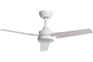 TECHBREY - Ventilador de Techo Silencioso Vacker | Motor DC 40W | Luz LED 15W 1500 lm | 6 Velocidades | Modo Verano/Invierno | Resistente al Agua IP44 | Control Remoto, Metal, Blanco