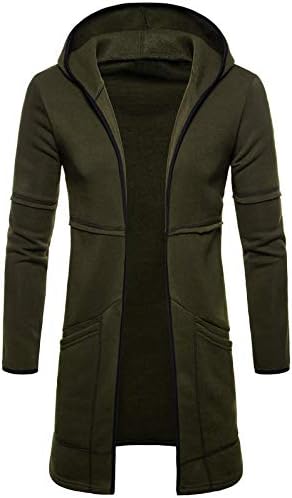 GAMISS Mens Long Sleeve Hoodie Open Front Jacket Longline Hooded Cardigan Coat