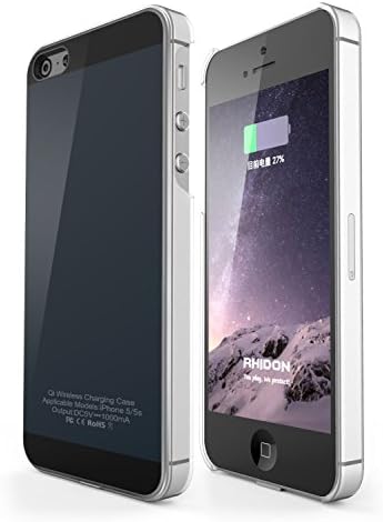 PoWise iPhone 5 5S SE Wireless Receiver Case, iPhone 5 5s SE Qi Wireless Charging Case Back Cover Flexible Lightning Connector [1A Upgrade], Black