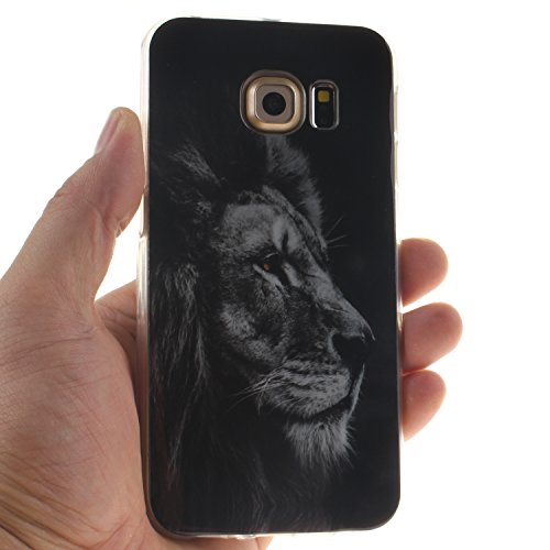 Cozy Hut Schutzhülle / Cover / Case Bunte Muster Weich TPU Handy Hülle für Samsung G925 Galaxy S6 edge,Ultra Slim Dünn Silikon TPU Transparent für Samsung G925 Galaxy S6 edge Hülle , Premium Handy Tasche Schutz Hülle Case Cover Etui Strass Schutz schutzhülle Bumper Schale Silicone für Samsung G925 Galaxy S6 edge – Löwe - 4