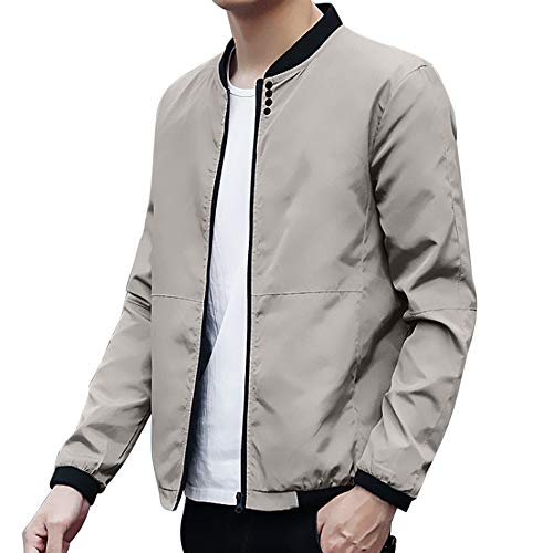 KPILP Herbst Winter Männer Windjacke Peacoat Übergröße Jacken lose Mäntel Männliche Marke Kleidung Baseball-Uniform(Grau, M)