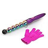 Lee Stafford Rainbow Shine Hair Waver Curling Wand - Loose Curls in Minutes - Barrel Waving Tongs - 3m Swivel Cord & Free Heat Protection Glove - 60 Days Risk Free