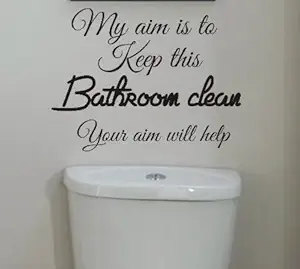 LYOMAN My Aim Is To Keep This Bathroom Clean Toilet Bathroom Wall Sticker Water Proof Quotes PVC Vinyl Sticker Black Pack of 1