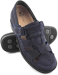 ZERIMAR Sandalias para hombres con alzas interiores de 7 Cm Diseño marcando moda 100% piel Color azul marino