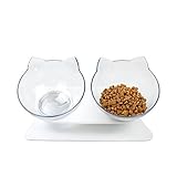 A prueba de fugas: el cuenco de comida para mascotas transparente mantiene los platos en su lugar de forma segura y evita que los cuencos se agrieten o se derramen por el suelo y que los perros y gatos lesionados o mayores puedan comer sin dolor.