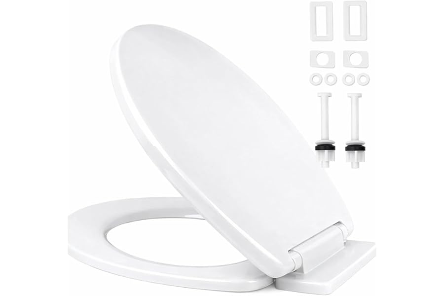 Ram® White Soft Close Toilet Seat with Quick Release for Easy Clean Loo Toilet Seat with Adjustable Hinges Standard O Shape Toilet Seat