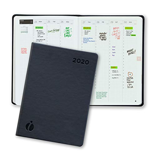 Inamio 24 - 2020 Dated Diary - A5 Week to View Planner - Includes Monthly Views - Annual Calendar with 24 Hour View and Japanese Design, Notes and Hardcover - A5