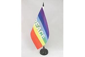 AZ FLAG Bandiera Da Tavolo Arcobaleno Pace 21x14 cm - Piccola Bandierina Peace - Rainbow Flag 14 x 21 cm