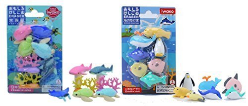 Iwako Gomma da cancellare giapponesi Animali del / Marittimo & Acquario / Totale 14 Set (Col Nostro Negozio Descrizione di Prodotto Originale) del Valore delle Gomma da cancellare