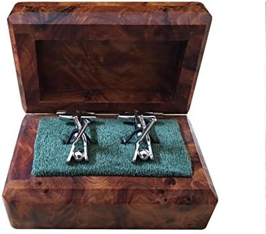 Hockey Sticks Cufflinks, in High Quality Wooden Cufflink Box, Stylish Jewellery For Men, Great Gift For Birthdays, Anniversaries, Wedding Anniversary, Christmas,