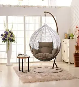 Pratham India Single Seater Swing Chair with Stand & Cushion & Hook Outdoor/Indoor/Balcony/Garden/Patio