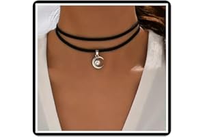Faruodis Leder Herz Mond Choker Halskette Boho Layered Crescent Liebe Herz Kragen Halskette Kette Schmuck für Frauen Damen