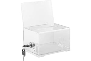 SKJJL Caja de donaciones con cerradura, caja de donación acrílica con llave, urna transparente, caja de donaciones con cerradura, donaciones, 16x11.8x10 cm