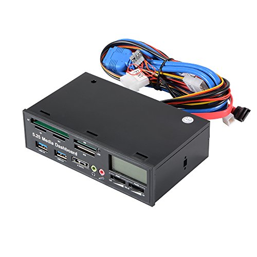 XCSOURCE® Multifunktions 5.25" Media Dashboard LCD Display USB 3.0 eSATA All-in-1 Kartenleser Frontplatte AC747