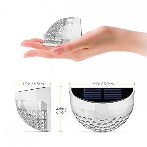 Topop 6 LED Solarleuchte solarleuchten Wasserdicht Gartenleuchte, Solar Außenleuchte, Wandleuchte fürGarten, Zaun, Garten, Garten Deko, Garage, Treppe usw.-4 Stück Weiß - 4