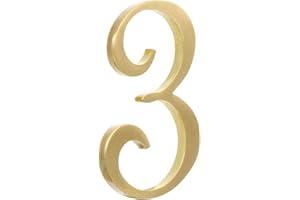 Zayookey Metallo Numero Civico in Ottone 2 pollici (5 cm) Moderna Numeri Indirizzo di Casa di Porta House Number Brass per Cassetta Postale Stradale (Door Number 3)