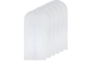 HomeClean Garment Bag Clear 60 x 140cm(24'' x 54'') Long-Dress Moth Proof Garment Bags White Breathable Full Zipper Dust Cover for Clothes Storage Closet Pack of 6