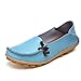 Produktbild IFashion Damen Leder Mokassin Bootsschuhe Slip on Loafers Slipper Flats Low-top Erbsens Chuhe Hellblau 37.5