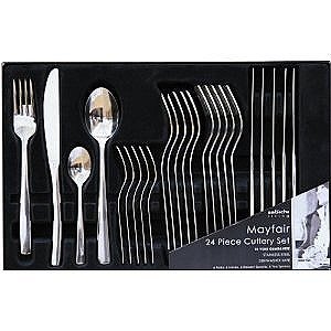 Sabichi Mayfair 24-Piece Cutlery Set, Stainless Steel, Silver, 4.7 x 36.4 x 25.7 cm