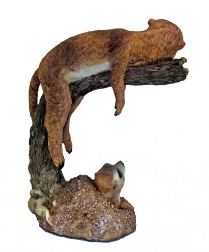 Erdmännchen auf Baumstumpf Scharrtier Skulptur Surikate Statue Figur - 4