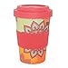 Produktbild YogiCup2Go, Bambus Coffee-to-go-Becher mit Print"Sunflower", rot-orange, Bamboo-Cup als Mehrweg-Tasse für unterwegs, mit Silikon-Manschette und Schraubdeckel, 475 ml Fassungsvermögen