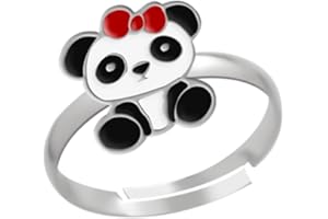 LOVE YOUR CITY Bague en argent sterling 925 avec petit panda réglable pour enfant, Argent sterling