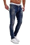 Merish Jeans Herren Used-Look Destroyed Neu Blau Hose Chino...