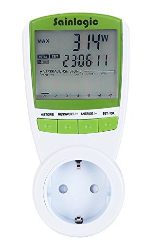Sainlogic Strommessgerät, großem LCD Bildschirm stromzähler Elektrizitäts-Monitor Wattleistung Stromspannung Elektrizitäts-Analysator mit Überlastsicherung