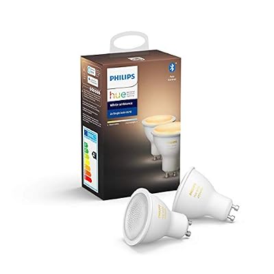 Philips Hue Ampoules LED Connectées White Ambiance GU10 Compatible Bluetooth, Fonctionne avec Alexa Pack de 2