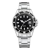 DOGZI Herren Armbanduhr, Uhren Sport Uhr Luxus Armbanduhren - GONEWA Männer Mode Militär Edelstahl Datum Sport Quarz Analog Armbanduhr (Schwarz)