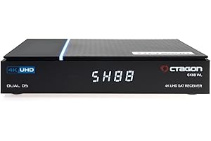 Octagon SX88 V2 (Version 2) WLAN 4K Sat Receiver + HM-SAT HDMI Kabel, Smart TV Streaming Box, 2 Betriebssysteme: Define OS & E2 Linux, mit PVR Aufnahmefunktion, to IP, Mediathek, WiFi, schwarz