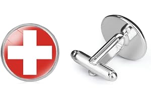 SHIPITNOW Manschettenknöpfe mit Weltflagge - Manschettenknöpfe Herren in den Farben der Flaggen - Zubehör oder Verkleidung Hemd und Anzugjacke