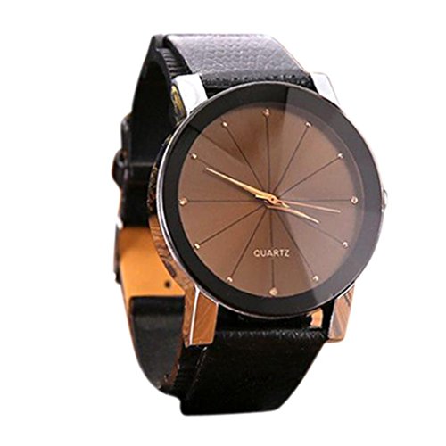 FEITONG Herrenuhr Luxus PU Leder Band Analog Quarz Sport Militr Edelstahl Zifferblatt Armbanduhr Braun
