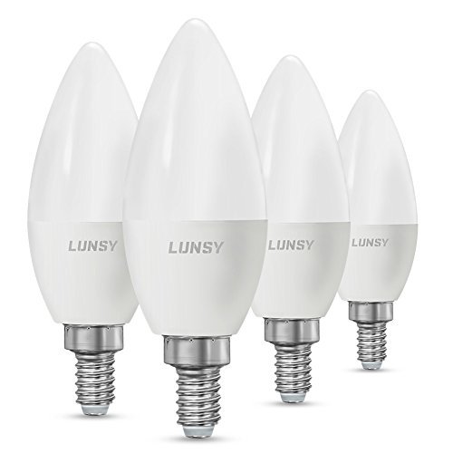 Lunsy E12 LED Leuchter Birne 60W Äquivalent 500lm Warmweiß 2700K Chandelier Glühbirnen Kerzen Deko Birnen E12 Base 4 Stück 6.0W, 240.0V