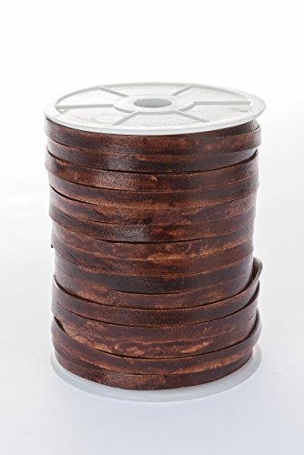 esnado - Lederband, Lederriemen Flach 7 mm x 1,5 mm (5 Meter, Antik Braun)