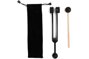 AGATIGE Om 136,1 Hz Stimmgabel-Set, Herz-Chakra-Stimmgabel aus schwarzer Aluminiumlegierung mit Silikonhammer und Aufbewahrungstasche für Klangheilung, Meditation, emotionale und spirituelle Gesundheit