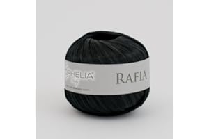 OPHELIA ITALY LANE Ophelia Italy Rafia – Gomitolo Rafia 25g 100% Viscosa (014 Nero)