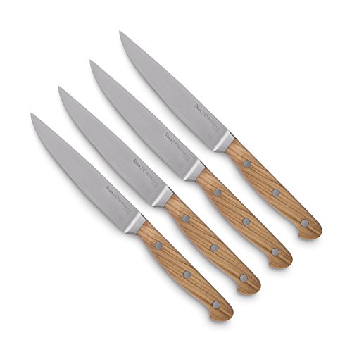 Steakmesser-Set Stan, 4 Stück mit edlen Olivenholz-Griffen, Besteck-Set mit Holzgriffen, 12,5 cm Klingenlänge aus deutschem Stahl inkl. Geschenkbox - 2