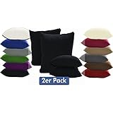 Doppelpack Serie Jersey Kissenbez&uuml;ge mit Rei&szlig;verschluss aus 100% Baumwolle in 12 modernen Farben und 4 Gr&ouml;&szlig;en (40 x 145 cm (Stillkissenbezug), Schwarz)