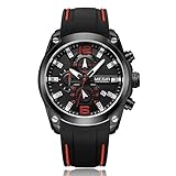 YSCYLY Männer Sportuhren Wasserdichte Analog Quarz Uhren Mode 3D Dial Kautschukband Kalender Uhr Multifunktions Analog Digital Shock Beständig Lässig Handgelenk Für Männer,C