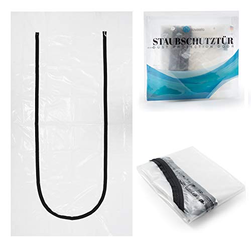 Preisvergleich Produktbild Premium Staubschutztür mit Reißverschluß 2er Set - Ideale Schmutzschleuse für Renovierungsarbeiten, transparent und wiederverwendbar