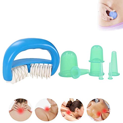 Anti-Aging Massage Cups Facial Cupping Therapy Set Silicone Portable for Arthritis, Muscle Spasm, Trigger Point, Pain Relief, Lymph Anti Cellulite Cupping,Green
