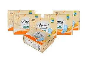 AMMY Advanced Dry Ultra All Night Cottony Soft Ultra Thin Womens/Girls Sanitary Pads with Wings (Napkins) - XXL Wings (42 Pieces)(Pack Of 6)