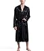 Produktbild Hammia Herren Morgenmantel Bademantel Lang Satin Nachtwäsche Kimono Sleepwear Satin Robe V Ausschnitt mit Gürtel