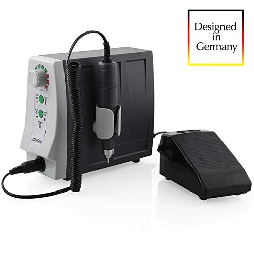 JSDA® Frese Unghie Professionale con Pedale Max 35000 Giri/Min, 30V, Potente, Bassa Vibrazione, Basso Rumore - Set Manicure e Pedicure Ideali Per Rimuovere lo Smalto, il Gel e la Pelle Morta Senza Danneggiare le Unghie, Per Uso Professionale