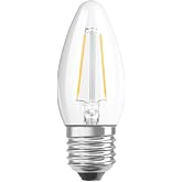 OSRAM Dimmable Filament LED Lamp with E27 Socket Warm White 2700 K Candle Shape 4.8 W Replacement for 40 W Bulb Clear LED Retrofit Classic B DIM Warm White [Energy Class F] [Energy Class F]