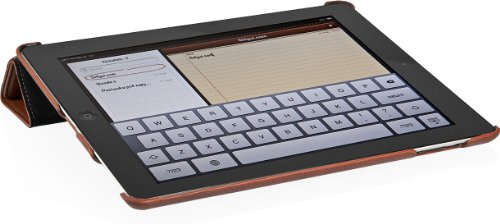 StilGut Couverture Case Tasche aus feinstem Leder für Apple iPad (3. und 4. Generation) unterstützt Smart-Cover Funktion, Cognac - 2