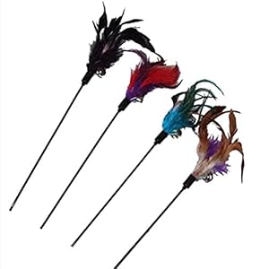 Vi.yo Juguete de la Pluma del Gato Funny Sticks con Bells para el Gato Gato de la Varita de la Pluma 4pcs