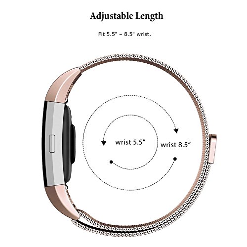 Fitbit Charge 2 HR Armband,Milanese Schlaufe Edelstahl Armband Smart Watch Armbänder Replacement Handgelenk Band Wrist Strap Watchband Fitness Ersatzarmband mit einzigartiger Magnetverriegelung für Fitbit Charge 2/ Fitbit HR Ersatzarmbänder,Größe - 7