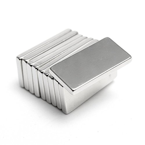 SolPortalHome Super Stark Kräftig Neodym Viereckig Ziegel Magnete 20 x 10 x 2 mm 10 Stück Qualität N35 Silber - 2